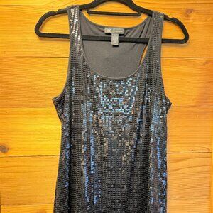 INC International Concepts Black Sequined Tank Top - L